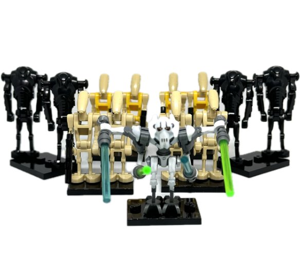 White General Grievous and 12x Battle Droid Minifigures CIS Army Builder Minifigure Semut Toys