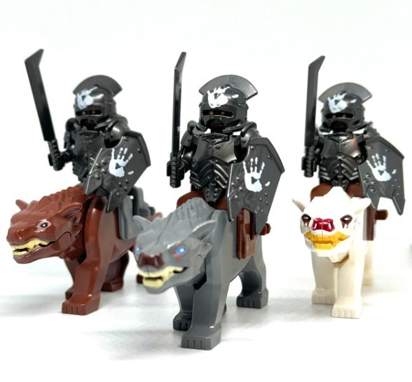 Uruk-Hai on Warg Mounts Lord of the Rings Wolf Orcs Set 3 Uruk-Hai 3 Wargs Minifigure Semut Toys