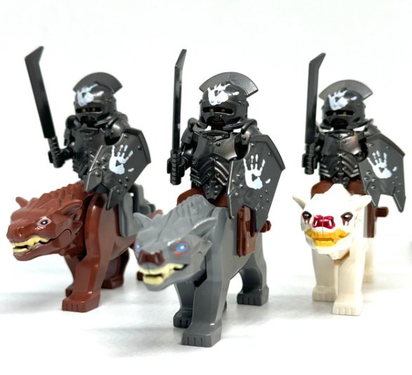 Uruk-Hai on Warg Mounts Lord of the Rings Minifigures Wolf Orcs Black Warg Minifigure Semut Toys