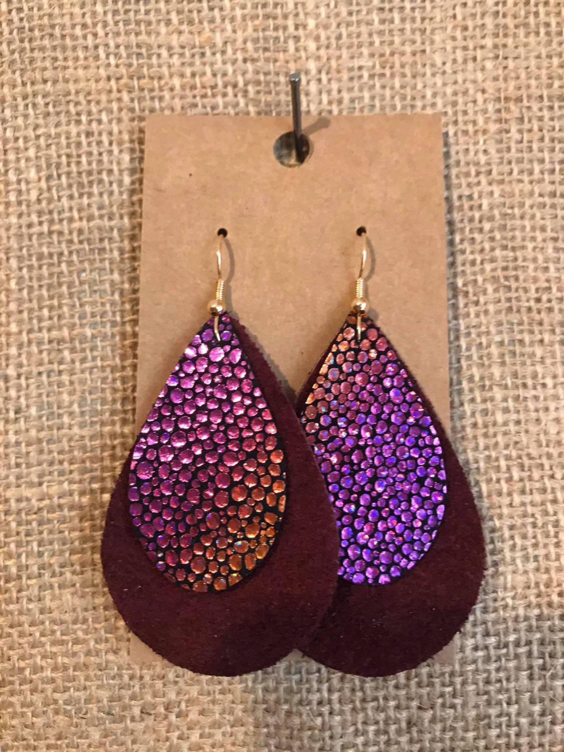 Large double teardrop red and sparkle