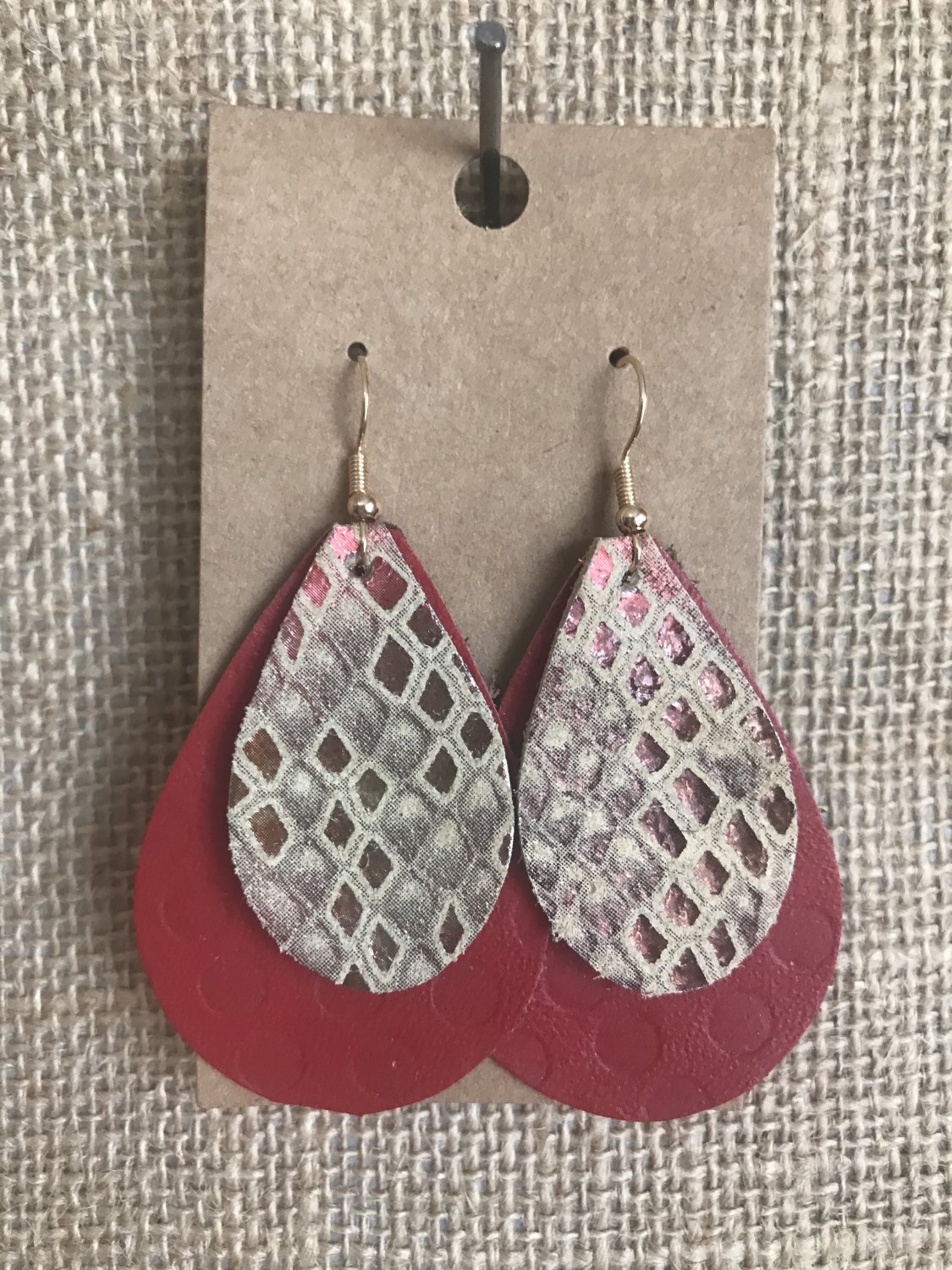 Double layer, red and gold snake skin