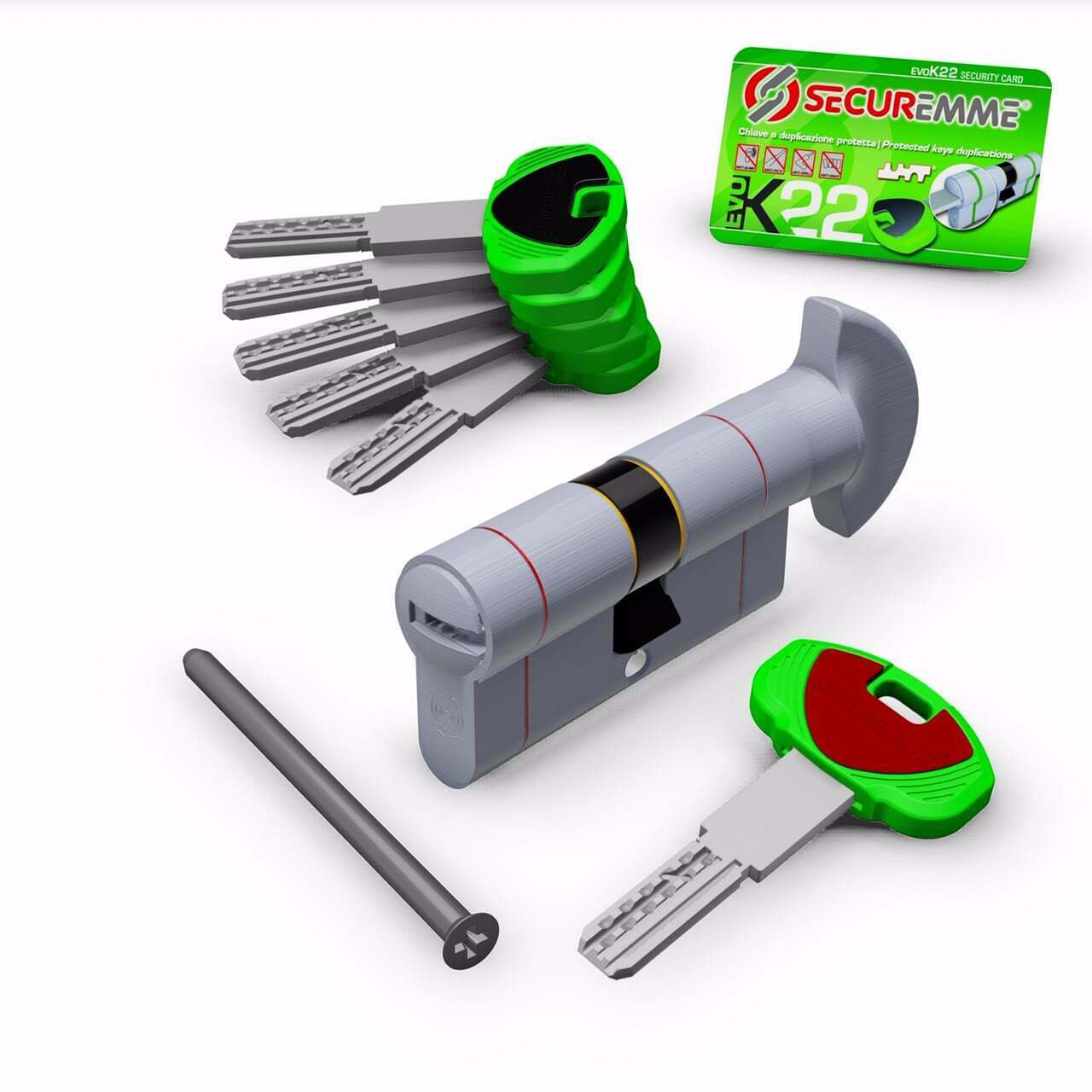 NEW! Top Security K22 SECUREMME cylinder with 5 Keys (117mm with knob)