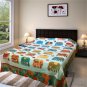 Applique work handmade cotton bed cover for double bed
