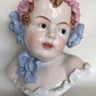 ANTIQUE RARE CARL THIEME DRESDEN PORCELAIN 19c BUST OF BABY GIRL FIGURINE SCULPTURE