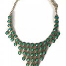 Antique Vintage 50s Gold Plated Adjustable Green Jade Crystal Necklace Original