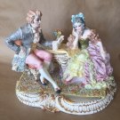 Antique Majolica Porcelain Figurine Lady And Gentleman Italy