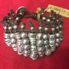Uno De 50 Beaded Silver Leather Bracelet