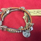 Uno De 50 Beaded Charms Silver Leather Bracelet