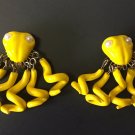 Octopus Yellow Earrings Vintage After Movie Octopussy James Bond