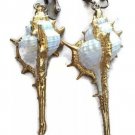 Vintage Seashell Earrings With Gold Inlay