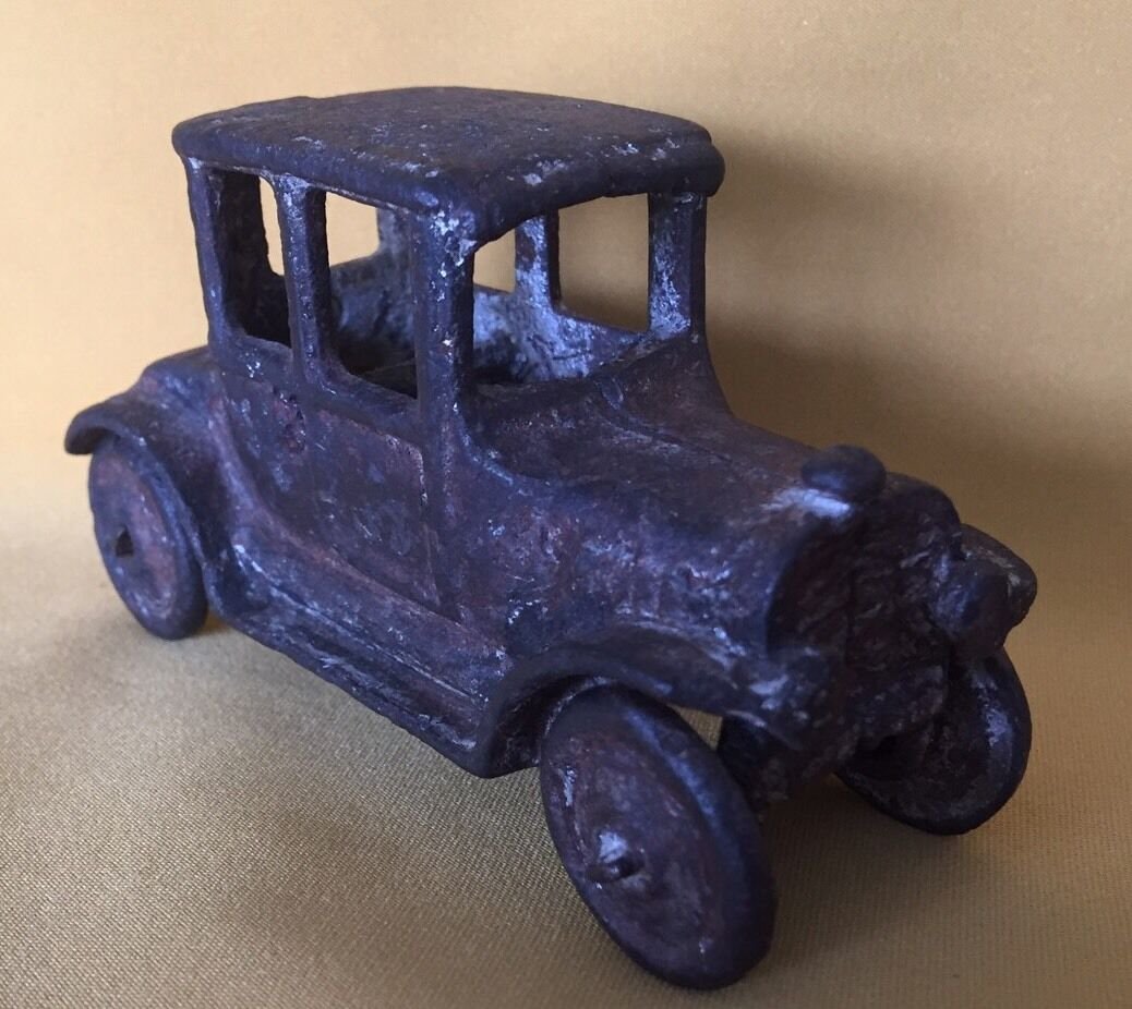 Antique Cast Iron Toy Car - Original Patina, Victorian Era