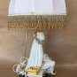 VINTAGE HARLEQUIN TABLE LAMP CAPODIMONTE LIMOGES SWAROVSKI 24K GOLD PORCELAIN