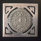 ANTIQUE PENDANT BROOCH PIN AZTEC MAYAN CALENDAR STERLING SILVER ART DECO