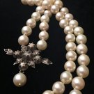ANTIQUE NATURAL PEARL NECKLACE ROSE CUT DIAMOND 14K GOLD SILVER VICTORIAN 19C