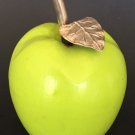 VINTAGE RUSSIAN GREEN APPLE PAPER-MACHE STERLING SILVER LEAF FRUIT ART