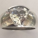 VINTAGE UNISEX RING TRILLION CUT WHITE FIANIT STERLING SILVER Sz10 WIDE BAND