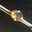 ANTIQUE BROOCH PIN OVAL CUT SMOKY  QUARTZ GOLD OVER STERLING SILVER ART DECO