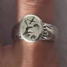 ANTIQUE SEAL RING SOLID SILVER W INITIALS FRANCE 18th CENTURY Sz6.15