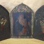 EXQUISITE ANTIQUE CHRISTIAN TRIPTYCH ICON MOTHER VIRGIN MADONNA JESUS 17C WOOD