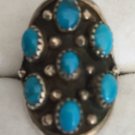 VINTAGE RING NAVAJO NATIVE INDIAN TURQUOISE STERLING SILVER 1960s Sz 8.25