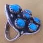 VINTAGE RING NAVAJO NATIVE INDIAN TURQUOISE STERLING SILVER 1960s Sz 8.25