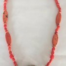 ANTIQUE RED CORAL NECKLACE MOTHER OF PEARL SILVER PENDANT 14 CENTURY