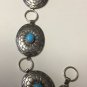 VINTAGE BELT NECKLACE NAVAJO NATIVE INDIAN ROUND TURQUOISE STERLING SILVER 1940s