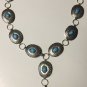 VINTAGE BELT NECKLACE NAVAJO NATIVE INDIAN ROUND TURQUOISE STERLING SILVER 1940s