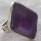 ANTIQUE RING DIAMOND CUT NATURAL AMETHYST 925 STERLING SILVER 1920s ART DECO