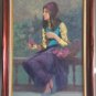 PHILIPPE ALFIERI GIRL WITH ROSES PAINTING OIL ON CANVAS SIGNED 1960s ITALIAN