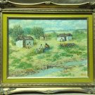 ANTIQUE HUNGARIAN FENT OIL ON CANVAS LANDSCAPE PAINTING SIGNED