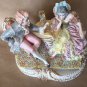 Antique Rococo Majolica Porcelain Figurine Lady And Gentleman Italy