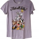 Looney Tunes That's All Folks Women's Short Sleeve Lilac T-Shirt  Size M