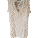 Xoxo V-neck Sleeveless Beige Lace Women's Top T-Shirt Size M Xoxo V-neck Sleeveless Beige Lace Women's Top T-Shirt Size M