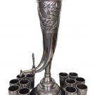 ANTIQUE FABERGE WINE HORN FORM URN 12 BEAKERS SET 84 SILVER RUSSIAN 1890s