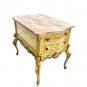 Mid 20th Century French Provincial Wood Carved Cherubs Pink Marble Side Table