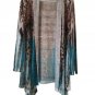 Cover Charge Peacock Blue Leopard Brown Kimono XL Long Sleeve Blouse