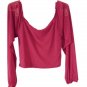 Almost Famous Burgundy Red Long Sleeve Crop Top Blouse - Women's Size L nwt