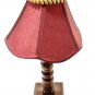 Carved Wood Red Fabric Table Lamp with Unique Lighting