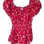 No Boundaries Summer Elastic Sleeve Red Flower T-Shirt Blouse Women's Size M nwt