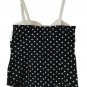 Handmade Polka Dot Black and White Top with Rhinestones Sleeveless - Size S