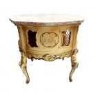 Mid 20th Century French Provincial Carved Cherubs Pink Marble Side/End Table