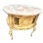 Mid 20th Century French Provincial Carved Cherubs Pink Marble Side/End Table