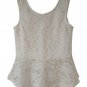 Ambiance Apparel Beige Sheer Lace Peplum Sleeveless Top  Size L Nwt