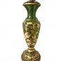 Antique Victorian Moser Bogemian emerald green gold floral glass table lamp
