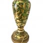 Antique Victorian Moser Bogemian emerald green gold floral glass table lamp