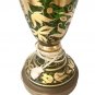 Antique Victorian Moser Bogemian emerald green gold floral glass table lamp