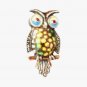 Antique Jungen German Enamel Owl Brooch Pin: Garnets, Marcasite, Sterling Silver