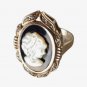 Vintage Seta Cameo Ring - Mother of Pearl Onyx Gold on Sterling Silver 925