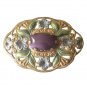 ANTIQUE BROOCH PIN GOLD FILLED PURPLE ENAMEL ART NOUVEAU FRANCE